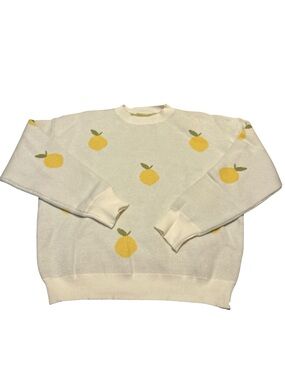 Lemon Crew Neck Pullover Sweater